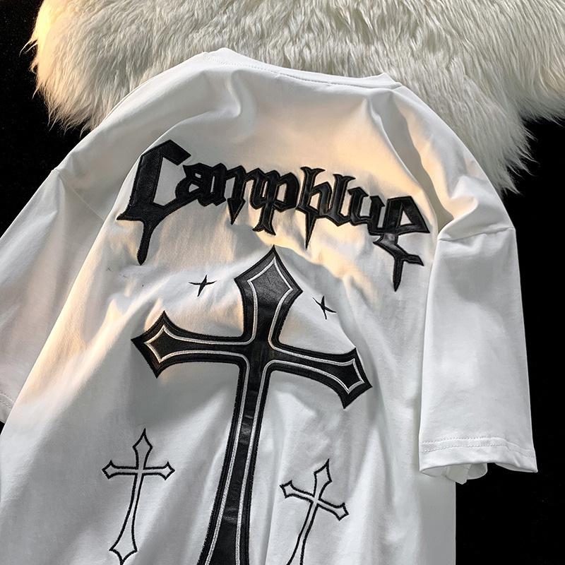 

Унисекс Хлопковая Футболка Оверсайз в Стиле Хип-Хоп - Короткий Рукав, Доступны Большие Размеры 2XL белый