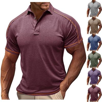 Summer Men's Button Up Round Neck Short Sleeved Shirt Solid Casual Top