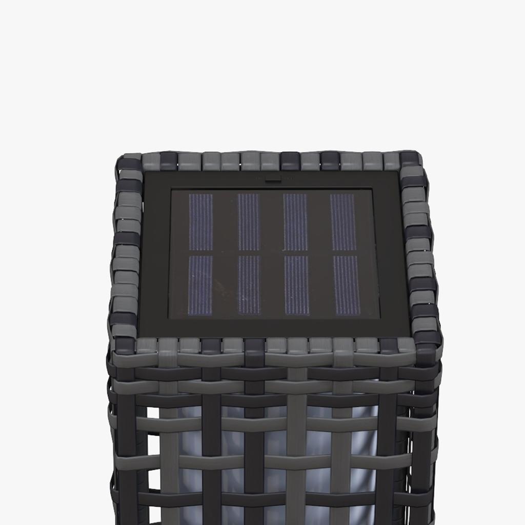 Outdoor Light with Solar Module, Automatic On-Switch, 8 h Operating Time, Rattan Look, Steel, 15.5 x 15.5 x 46 cm, Grey