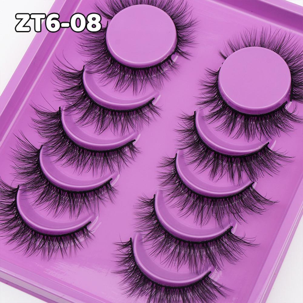 6 Pairs 3D Faux Mink False Eyelashes Black Band Eye Lashes Handmade Lashes Eyelash Extension