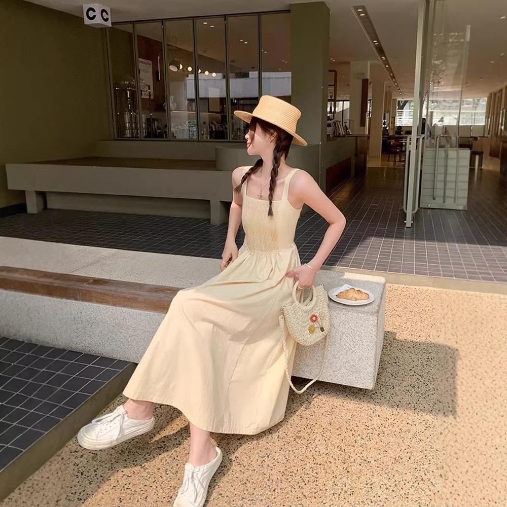 Large Size French Suspender Dress Women's Summer Fat MM Cover Belly and Thin Skirt Pear-shaped Figure Drape A-shaped Skirt