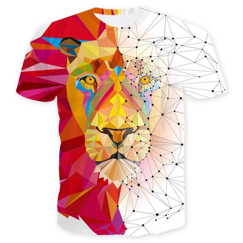 3D Digital Printed Animal Fox Print Men's Short Sleeved Casual Sports T-shirt