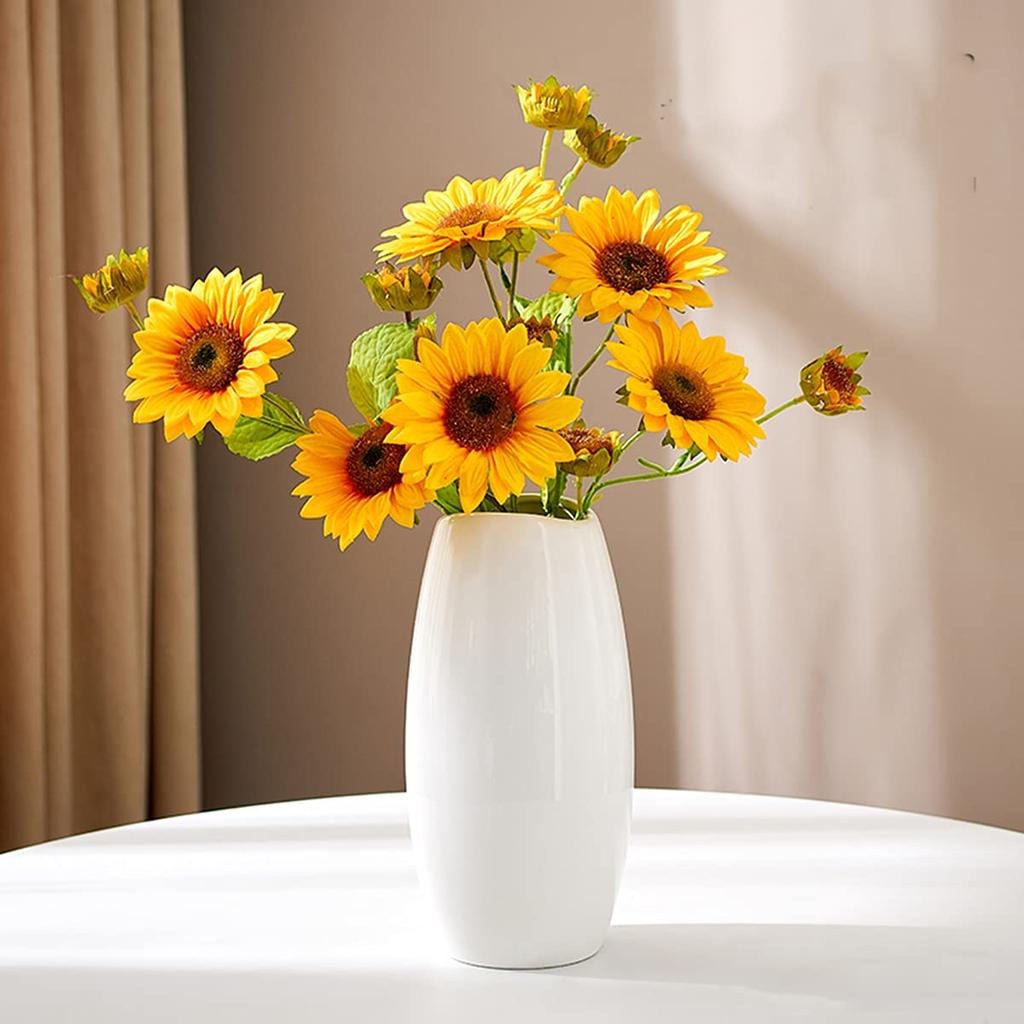 White Ceramic Flower Vase, Large, 25cm, Scandinavian Style, Ceramic, Stylish, Perfect for Ikebana, Home Decor, Gift