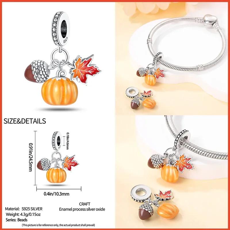 Copper Fashion Squirrel Maple Leaf Autumn Series Charms Beads Fit Original Bracelets Diy Jewelry Making
