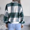 Women Fall Winter Plaid Lantern Long Sleeve Woolen Jacket Single Breasted Loose Chic Coat S-XL