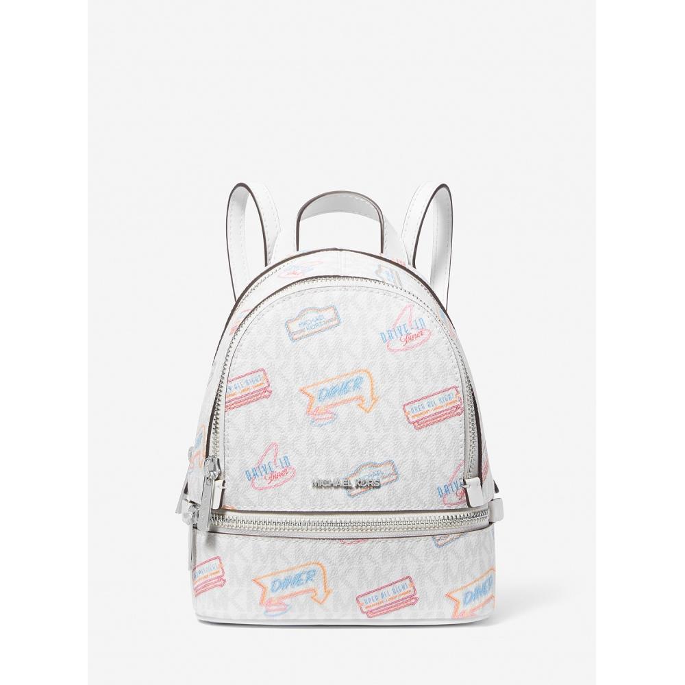 

Michael Kors Rhea Backpack Extra Small Mk Signature 35t5srab0i1999 Optic White F