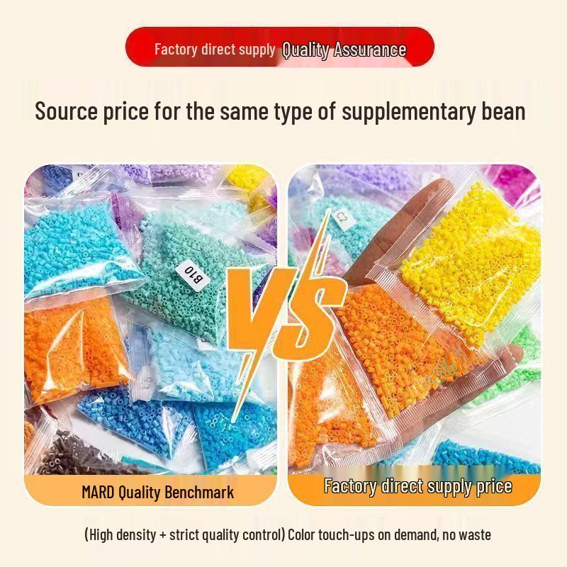 KYDD Fuse Beads Refill Pack - 250g, 2.6mm Beads, 221 Mixed Colors, MARD Color System, Sand Yellow Included