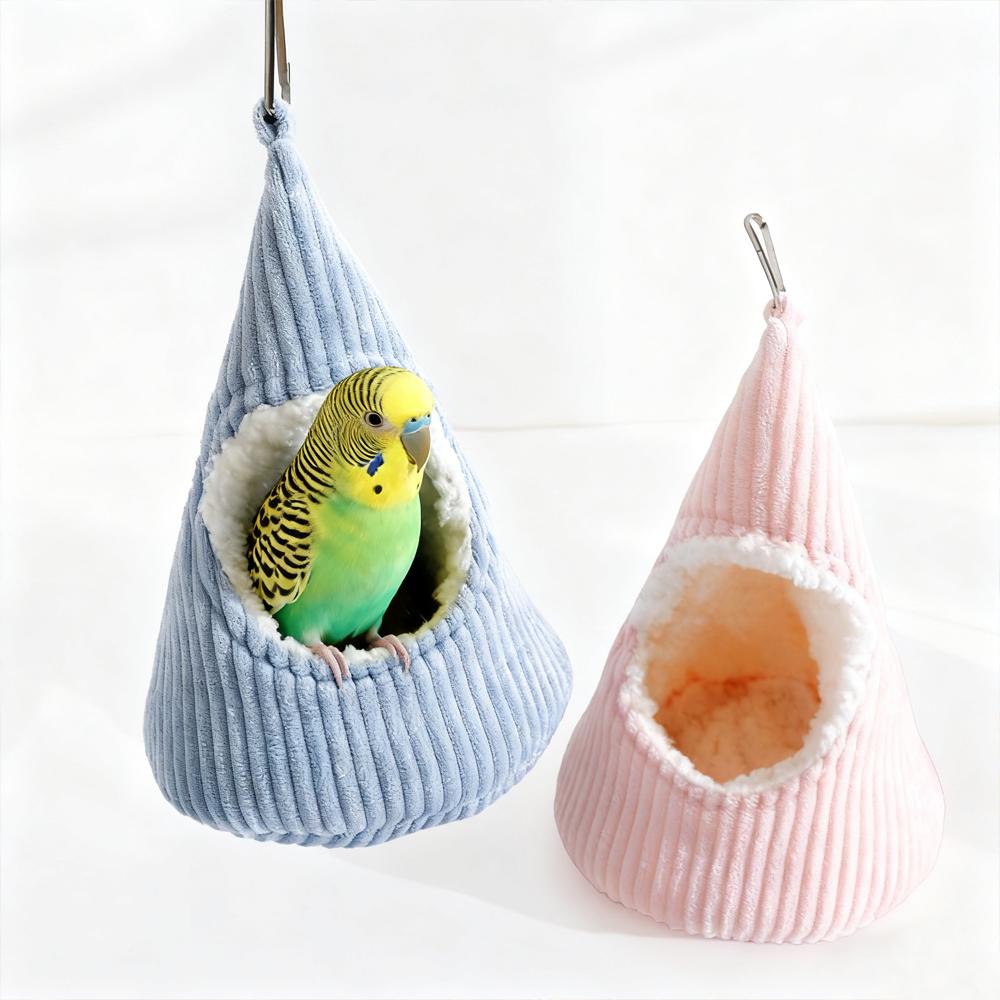 1PC Winter Warm Hangable Triangular Windproof Fleece-Lined Thickened Hanging Bed for Small Animals Pet Parrot Hamster Hide House