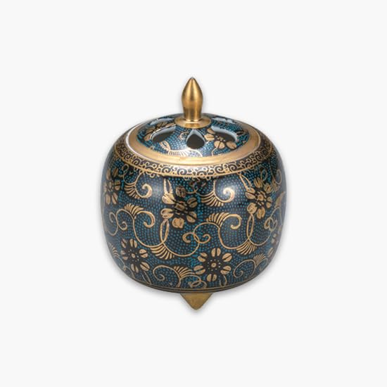 

Kutani Ware Iwataya Kutani Ware Incense Burner (3.5 size) Blue Grain Iron Lily K8-1390