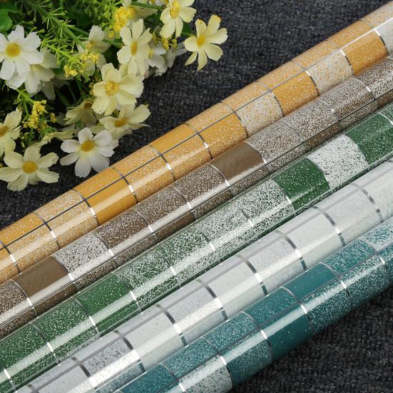 

45x200cm Мозаика Алюминиевая фольга Самоохохотивная кухня Анти Масляная наклейка на стену