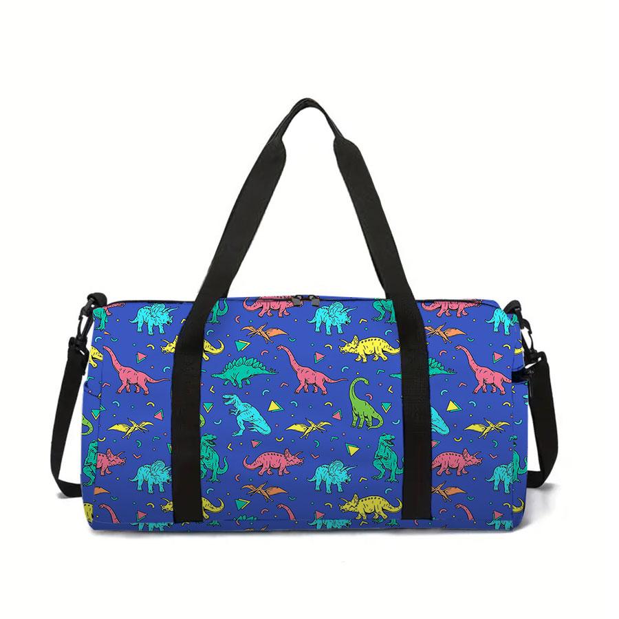 Dinosaur Pattern Large Capacity Luggage Bag for Boy/Girl Best Gift 2D Cartoon Travel Duffels Outdoor Fitness Bag for Children