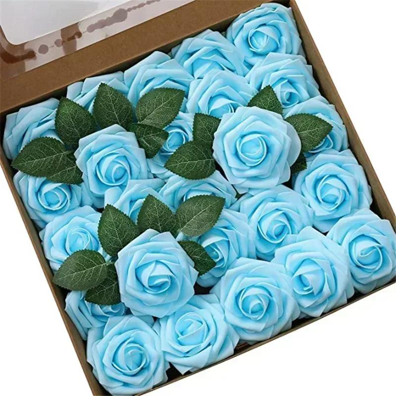 25pcs Artificial Flowers Fake Flowers Roses W/stem For DIY Wedding Bouquets Centerpieces Arrangements Party Home Decorations