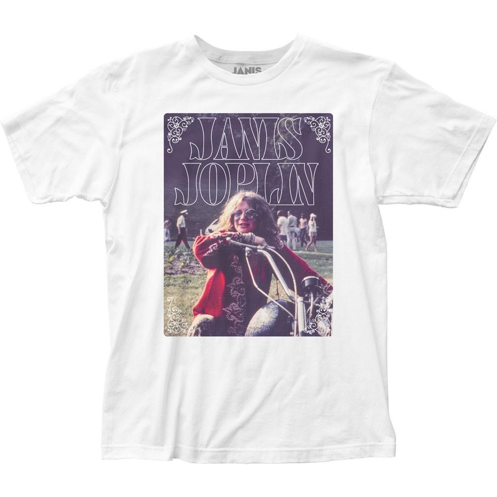 Janis Joplin Moto T-Shirt Uomo Musica Rock Classico Band Tee Nuova Bianca