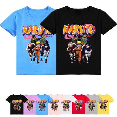 Kinderkleidung Naruto Mittelschule Kinder Cartoon Print Sommer beliebtes Kurzarm T-Shirt Y215