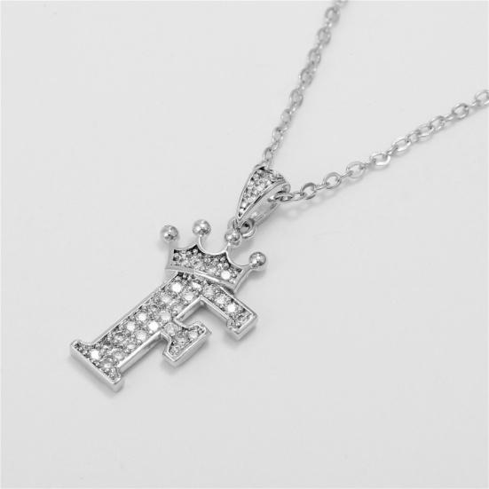 Pendant Necklace Crown 26 Letter Jewelry Sparkling Cubic Zirconia Choker Necklace Birthday Gift
