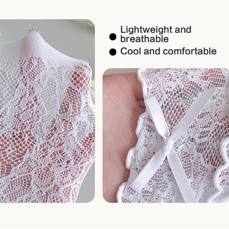 Cotton Girls Socks, Spring Thin Style In Tube Socks 3-Layer Lace Bowknot Charm Stackable for Kids 3-13T