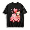 Süßer Bär Rosa LKW Herz-Print Eltern-Kind Outfits Reines Baumwoll-T-Shirt