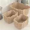 Cotton Rope Woven Storage Basket with Handle Sundries Cosmetic Storage Box Toys Snack Desktop Makeup Organizer Cotton Baskets