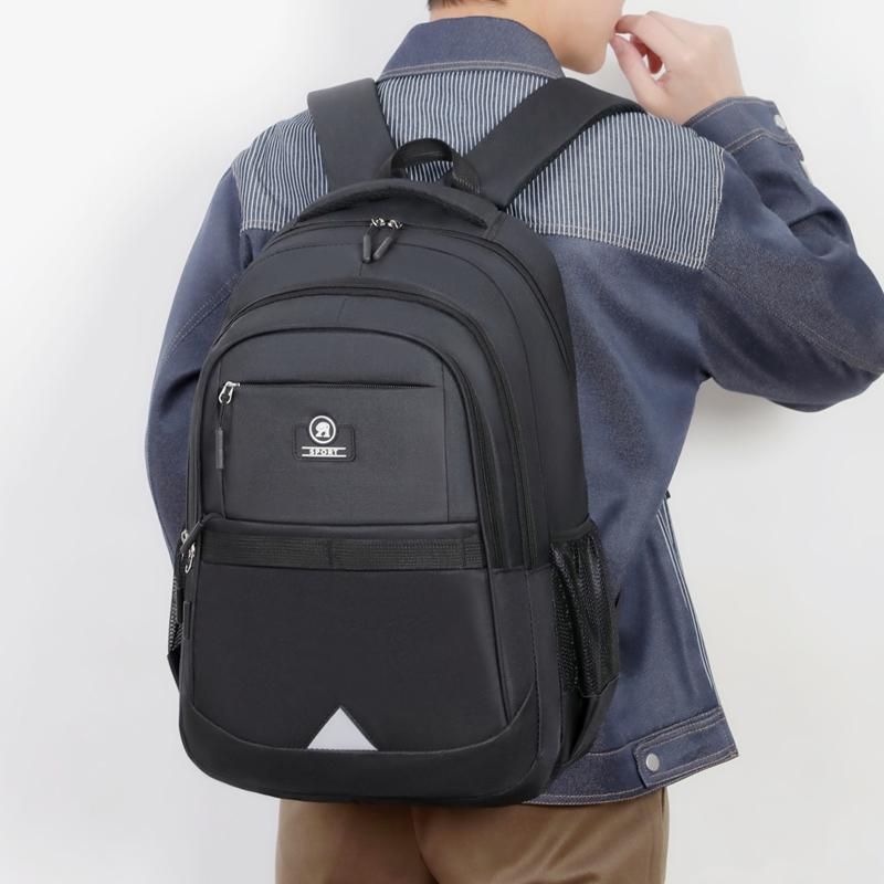 Large-capacity Student School Bag Casual Solid Color Backpack Material Oxford Men New Backpack Multi-functional Simple Bag