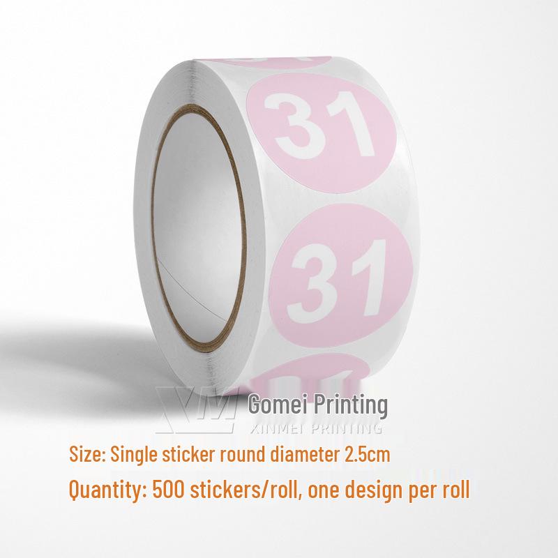 Adesivos Redondos Autoadesivos com Números 1-33 – Rolo de Etiquetas de Identificação Seriada Coloridas