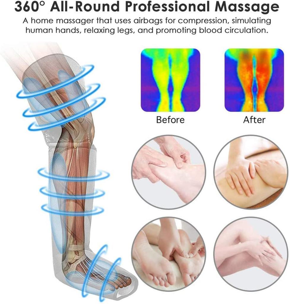 Electric Muscle Leg Relaxer 6 Modes Air Compression Recovery Boot Relieve Foot Fatigue Heating Leg MassagingTool