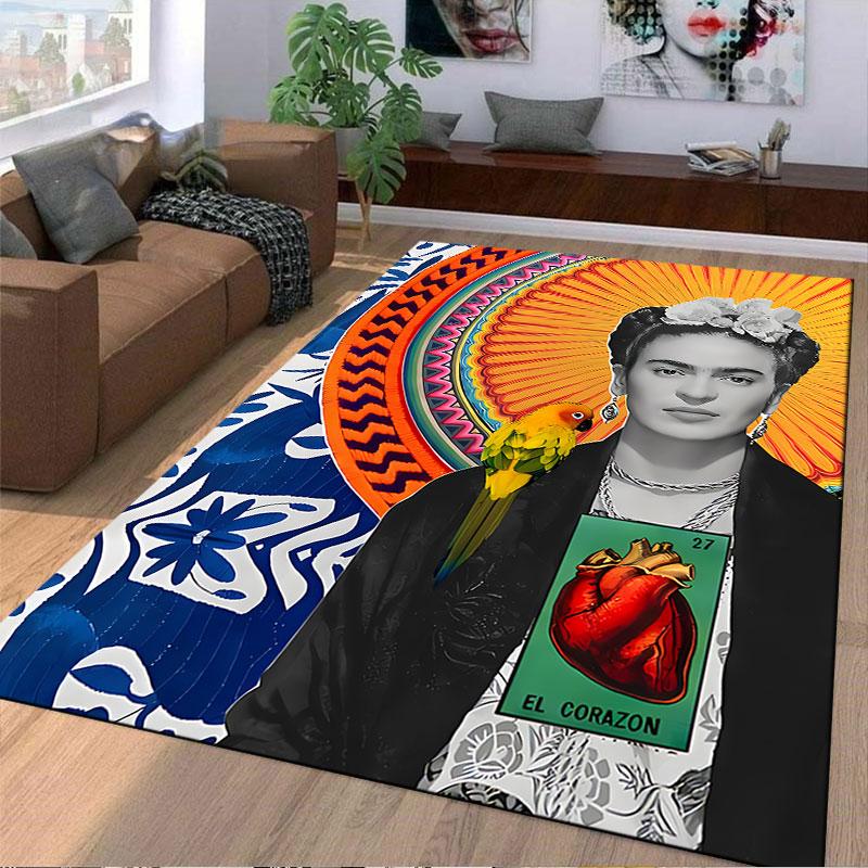 Frida Kahlo with Parrot Suitable As a Non-slip Mat for the Living Room or Bedroom Sofa