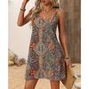 Women's Fashionable Bohemian Printed V-neck Sleeveless Dress