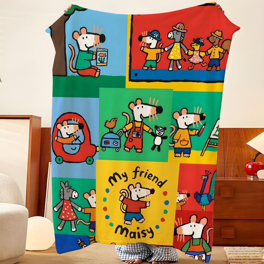Cartoon M-Maisy M-Mouse Throw Flannel Throw Blanket, Lightweight Cozy, Durable Washable Cute Cool