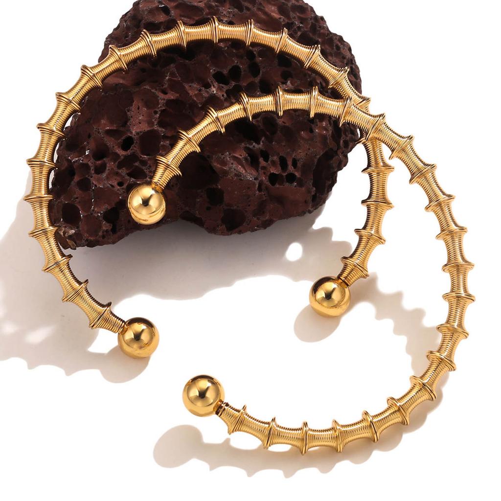 Adjustable Spring Bracelet Fashion Opening C Shaped Handchain Bohemian Stainless Steel Wristchain Bangle Women Accessory