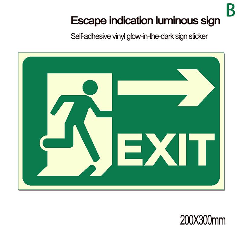 Glow In Dark Exit Signs Luminous Security Stickers Wall Safety Adhesive Fire Evacuation Directional Night Visibility Signage