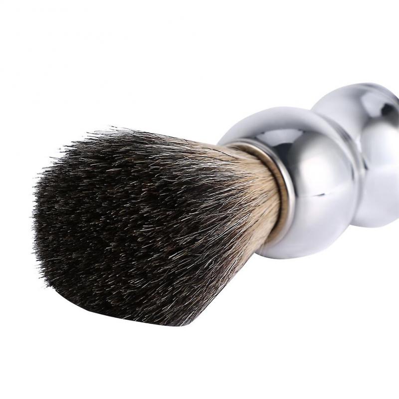 Fashionable Men's Shaving Brush for Facial Cleansing. Faux Badger Hair and Silver Plastic Handle