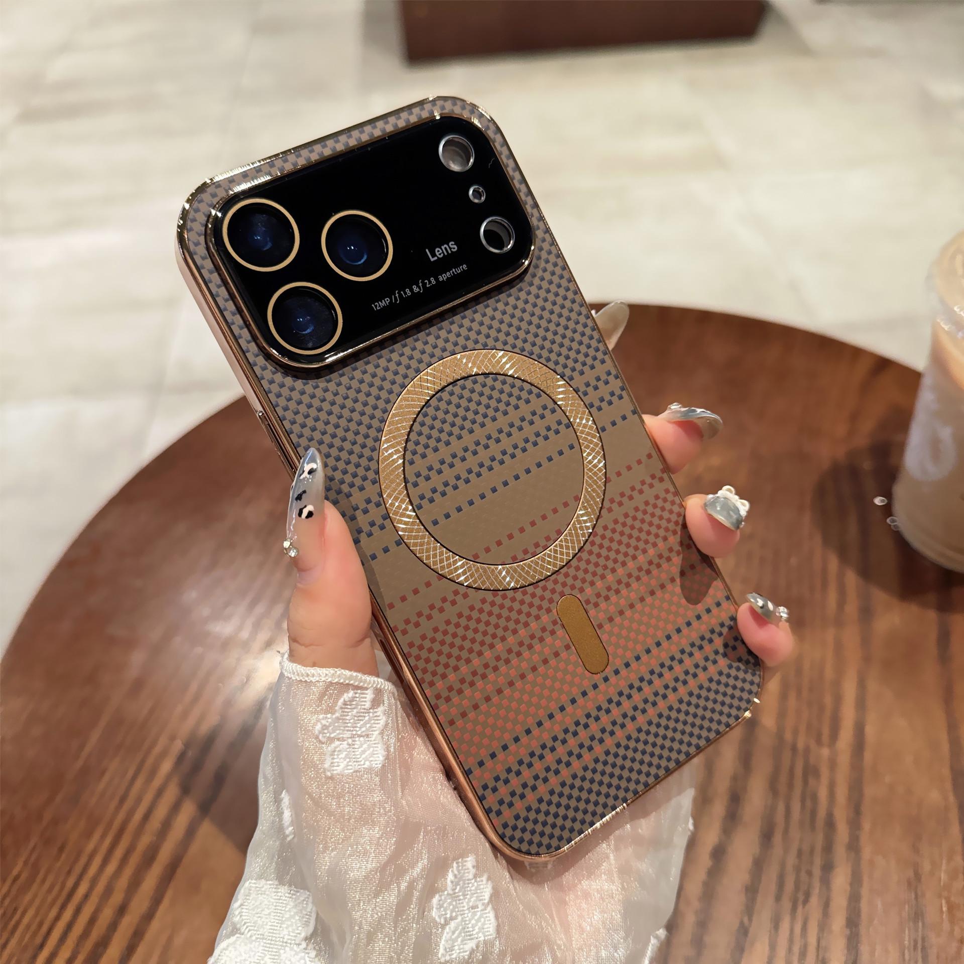 iPhone 17 Pro Max Carbon Fiber Magnetic Case - Large Window, Compatible with 16/17 Pro iPhone 17 Pro Max