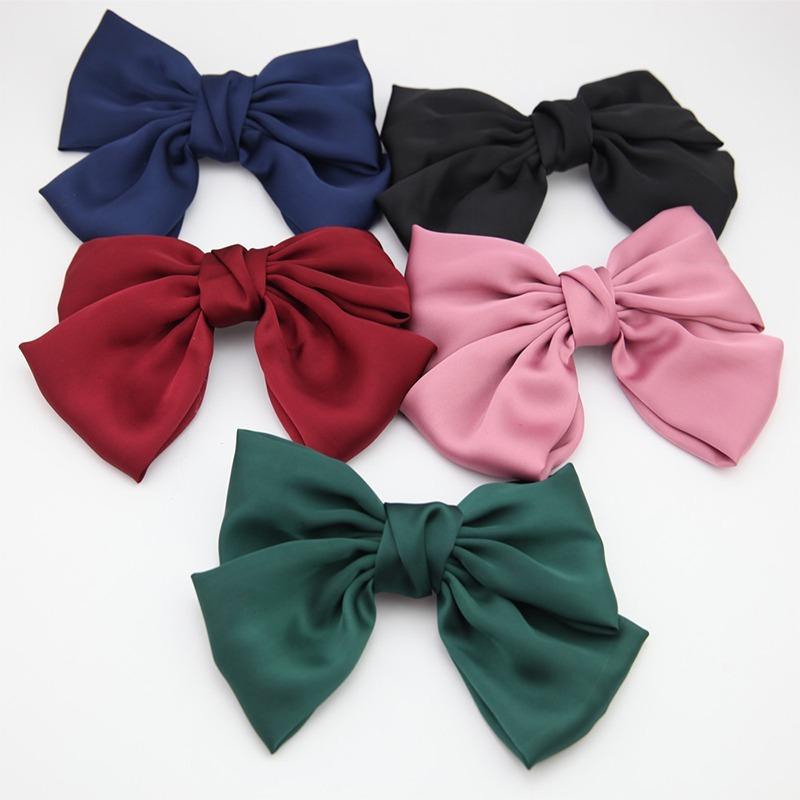 Scione Fashion Ribbon Hairgrips Big Large Bow Hairpin Women Girls Satin Barrette Hair Accessories
