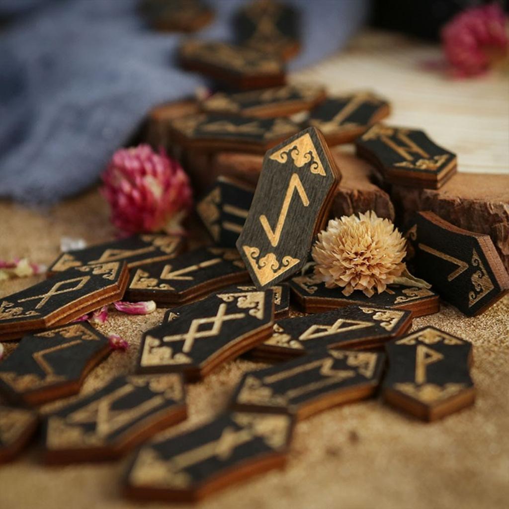 Karty Tarota Wygrawerowane Magiczne Symbole Runy Torba Etui 24szt Karty Run 1szt Pusta Runa Wygrawerowane Karty dla Wglądu i Zabawy