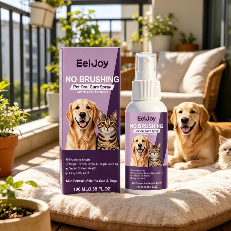 EelJoy No Brushing Pet Oral Care Spray Removes Oral Odor Supports Gum Health Convenient Gentle Pet Breath Freshener Spray 100ml