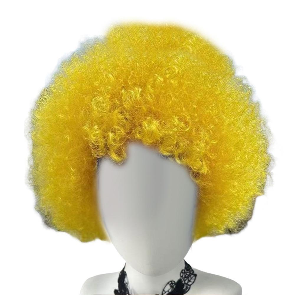 Parrucche Afro Puff Soffici Parrucca Esplosiva Riccia Capelli Corti alla Moda Parrucche Tifosi di Calcio