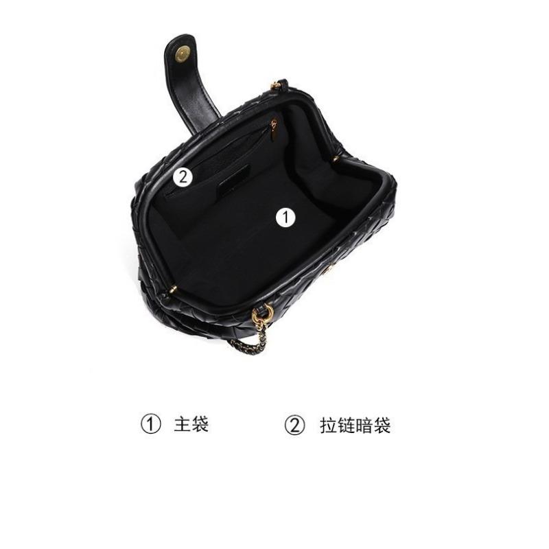 Vintage Classic Clip Chain Bag Cowhide Woven Bag Cloud Bag Underarm Shoulder Dinner Hand Shell Bag