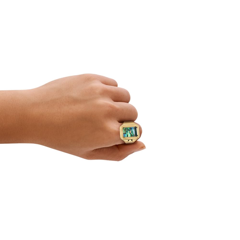 Fossil Raquel Watch Ring for Women Dual Tone Silver Gold Stainless Steel Strap Quartz Movement Water Resistant Elegant Fashion Jewelry Accessory New