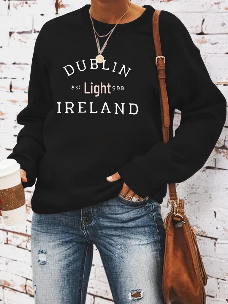 2024 Clover Print St. Patrick's Day Crew Neck Sweatshirt