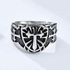 Vintage Crusader Shield Cross Titanium Steel Rings Niche Personality Men's Stainless Steel Hand Jewelry