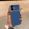 Large Window Synthetic Leather Casing for iPhone Pure Navy Blue Printed Patterned Plain Shell Soft Case Protective Cover | BP B030