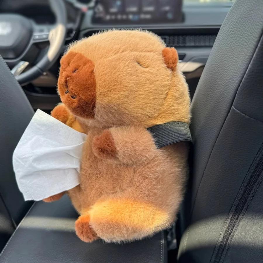 

Car tissue box, capybara plush accessory, car rear seat hanging tissue bag box коричневый
