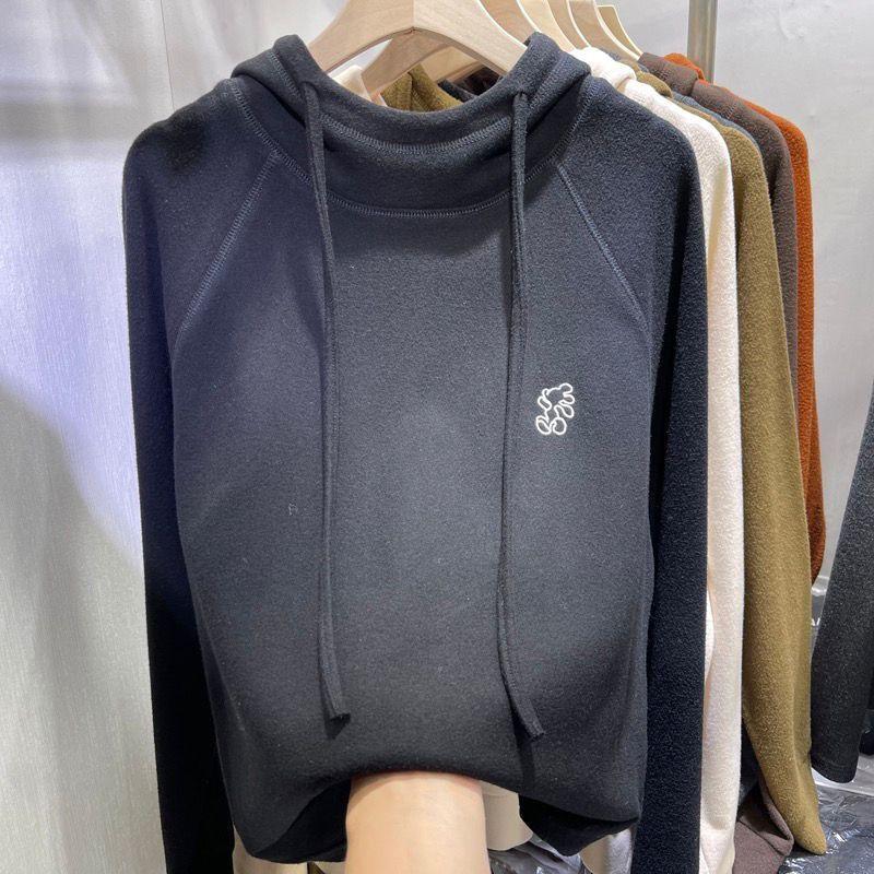 Large Size Padded Sweater Women Fall Winter Hooded Warm Inner Long-sleeved Double-sided Velvet Bottoming Shirt Tops