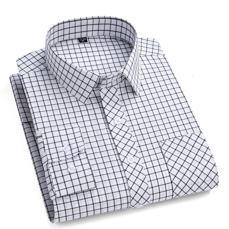 2027 New Men's Plaid Shirts Long Sleeve Cotton Checked Shirt Formal Fashion Thin Soft Classic Basic Casual Male Clothing 6XL 5XL