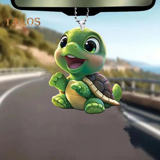Auto-Anhänger aus Acryl, lebensechte Schildkröte mit Kettenriemen, leicht, zum Aufhängen an Bäumen, Türen, Fenstern, Wänden, Umhängetasche, Schultasche, Dekorationsanhänger