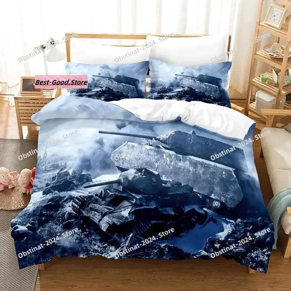 World of Tanks Bettwäsche-Set Einzelbett Twin Gedrucktes Bettwäsche-Set Mit Kissenbezug Bettdeckenbezug Weich Einzel Doppel Queen Super King Size