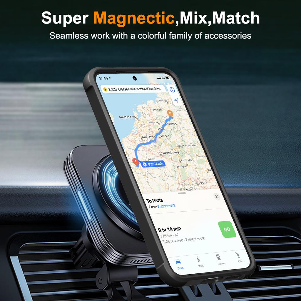 Magnetic for Samsung Galaxy S25/S24 Ultra Plus Case [Compatible With Magnetic] with Stand,Drop Protection] Translucent Back Slim