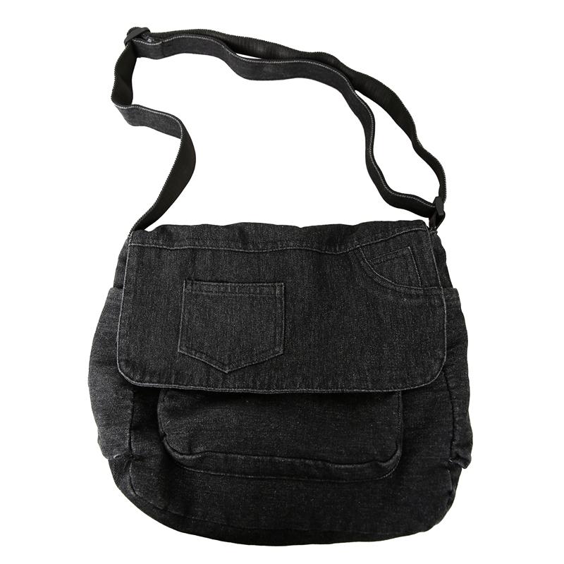 Джинсовая сумка мужская большая вместительная сумка через плечо студенческая сумка — фото 14