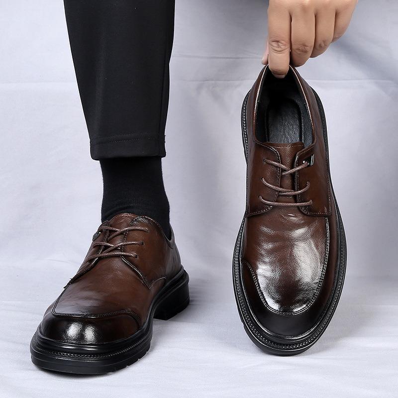 Leather Shoes Men's Leather New Autumn Breathable Trend Soft Sole Men's Business Dress Casual Shoes Wedding Shoes Trend