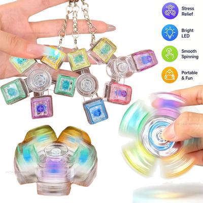 LED Işıklı Fidget Spinner Anahtarlık Mekanik Klavye Tıklanabilir Düğme Fidget Oyuncak Stres Kaygı Giderici Taşınabilir Duyusal Oyuncak